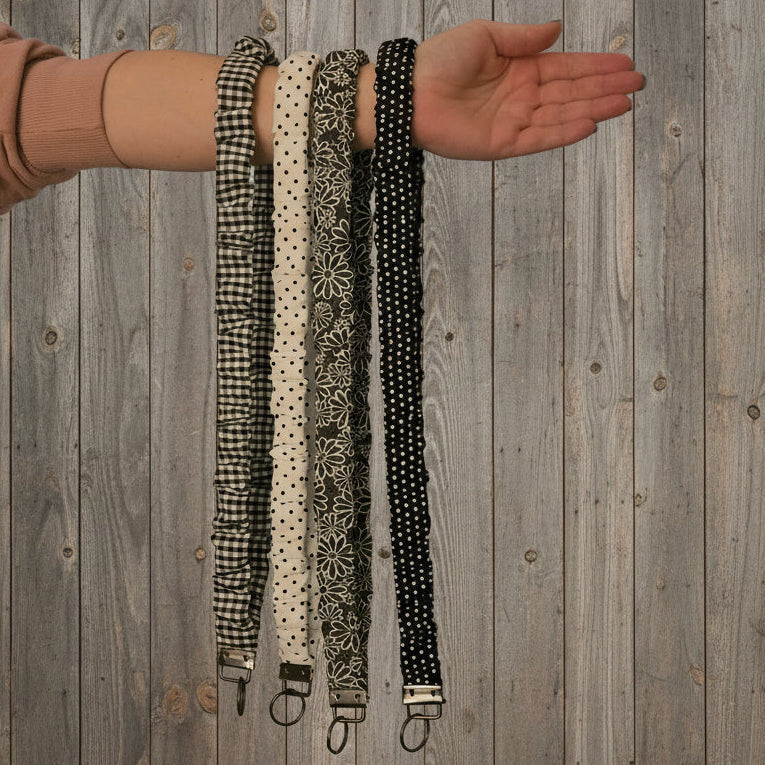 Black and White Patterned Scrunchie Lanyard