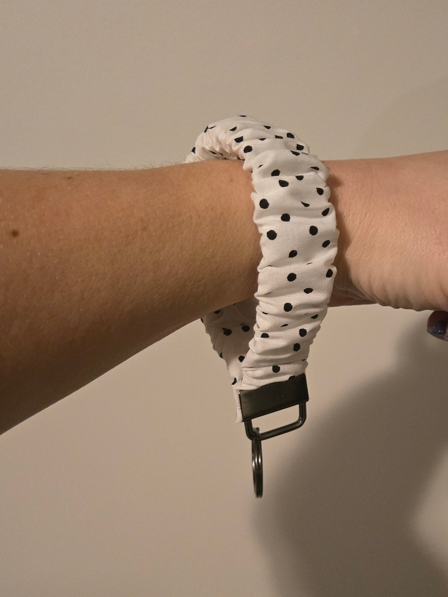 White with Black Polka Dots