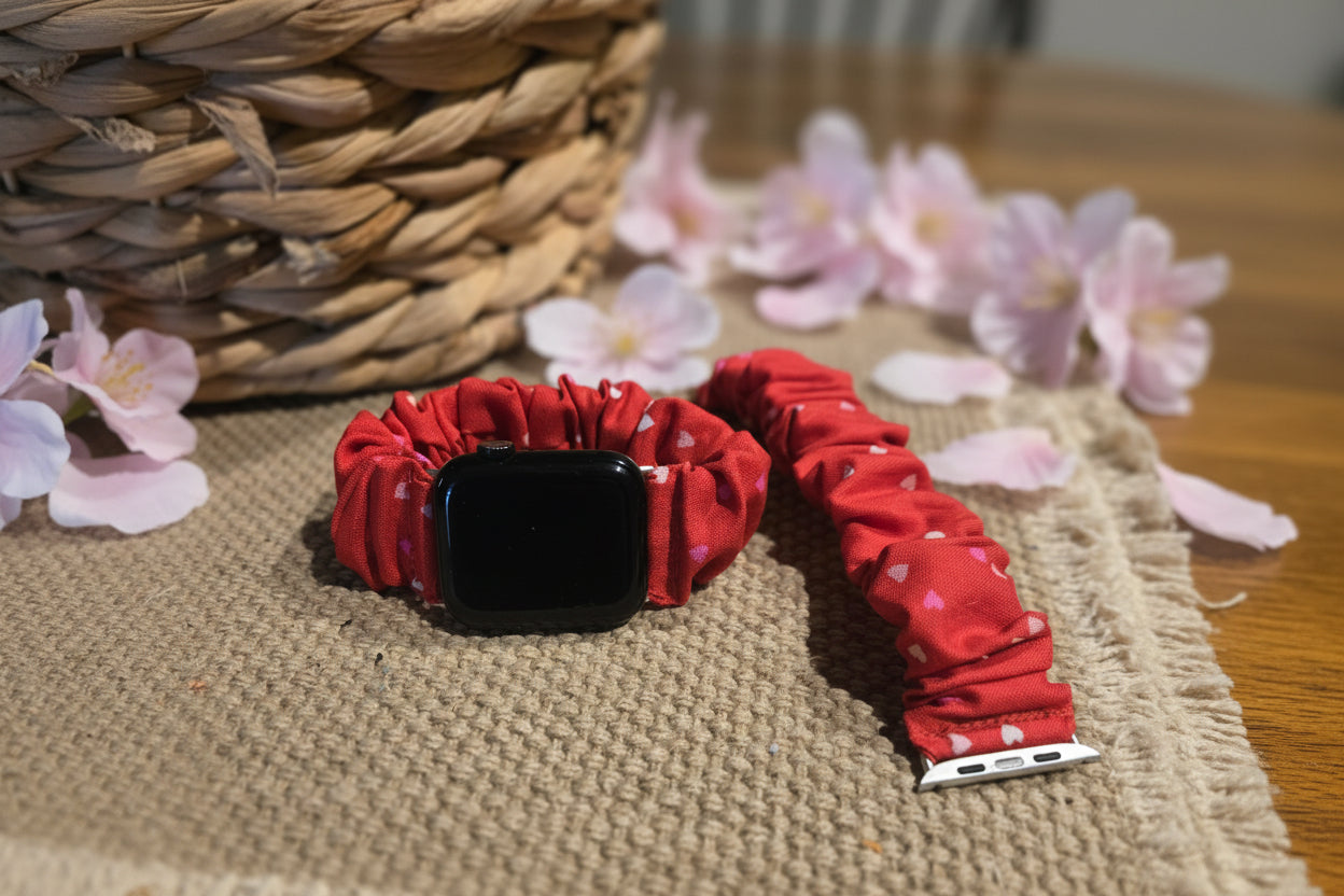 red heart scrunchie watchband