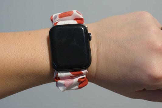 white with red and pink hearts scrunchie watchband