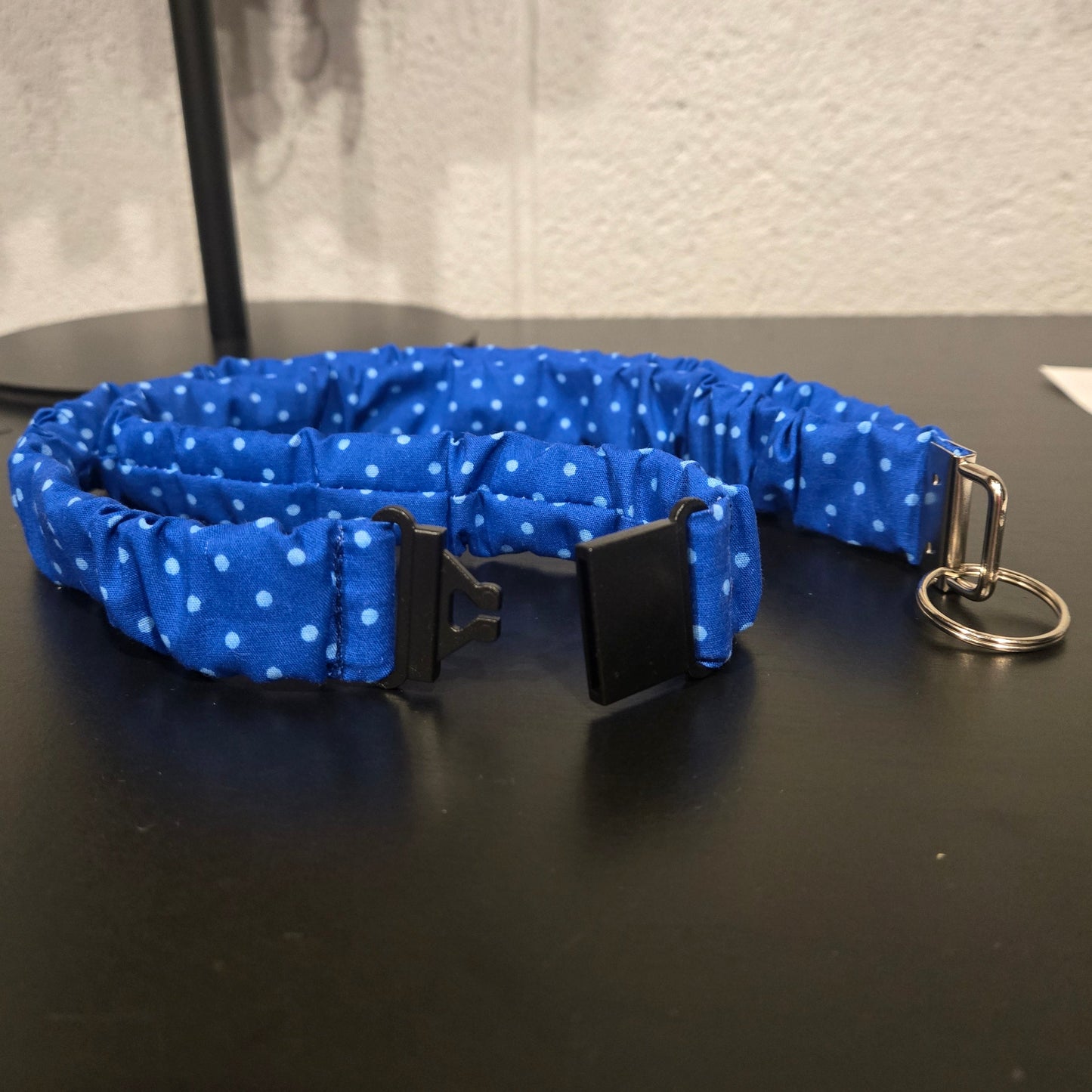 Royal blue with polka dots